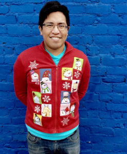 Snowmen, Reindeer and a Kitty Tacky Ugly Christmas Shirt