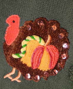 Turkeys With Things Stuck To Them Tacky Ugly Thanksgiving Sweater