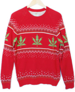 Urban Outfitters 8-Bit Weed Sweater Tacky Ugly Christmas Sweater