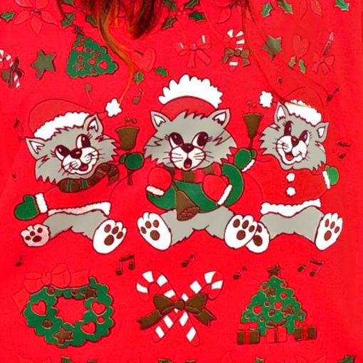 Vintage 80s Bellringer Kitties Cat Lady Tacky Ugly Christmas Sweatshirt