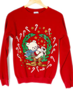 Vintage 80s Teddy Bear Tacky Ugly Christmas Sweatshirt