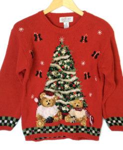 Vintage 90s Christmas Trees and Teddy Bears Ugly Christmas Sweater