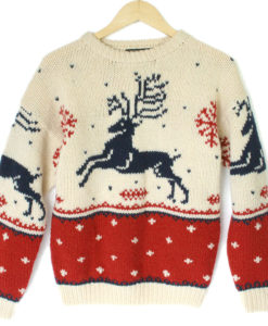 Vintage 90s Eddie Bauer Reindeer Ugly Christmas Sweater