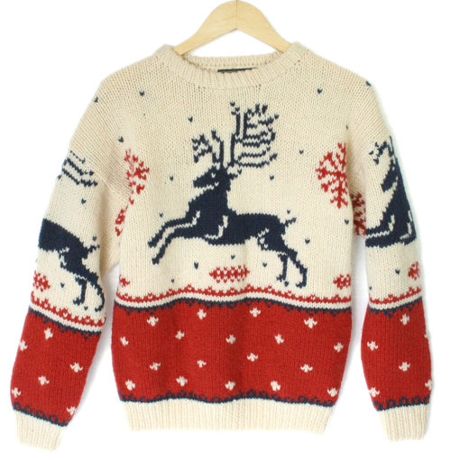 Vintage 90s Eddie Bauer Reindeer Ugly Christmas Sweater - The Ugly ...