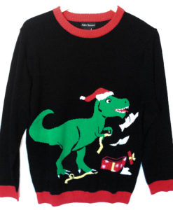Alex Stevens T Rex Dinosaur Tacky Ugly Christmas Sweater 2
