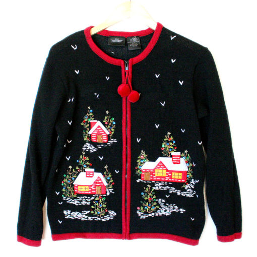 Christmas Cabins at Night Tacky Ugly Holiday Sweater - The Ugly Sweater ...