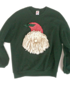 DIY Shaggy Mop Beard Santa Tacky Ugly Christmas Sweatshirt