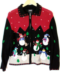 Floating Snowmen Tacky Ugly Christmas Sweater