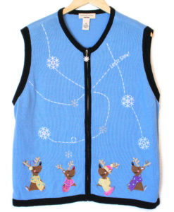 Let It Snow Reindeer Tacky Ugly Christmas Sweater Vest