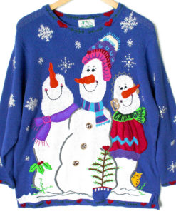 Quacker Factory Smug Snowmen Tacky Ugly Christmas Sweater