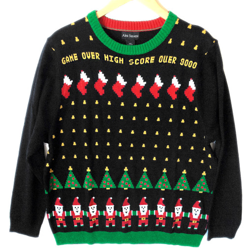 Space Invaders 8-Bit Video Game Tacky Ugly Christmas Sweater - The Ugly ...