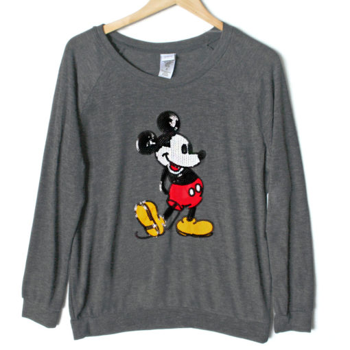 Disney Sequin Mickey Mouse Soft Ugly Sweatshirt Style Shirt