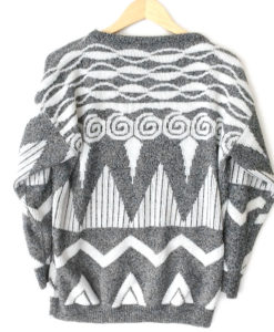 Peaks and Waves Vintage 80s Gray Geometric Ugly Cosby Sweater