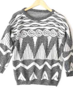 Peaks and Waves Vintage 80s Gray Geometric Ugly Cosby Sweater