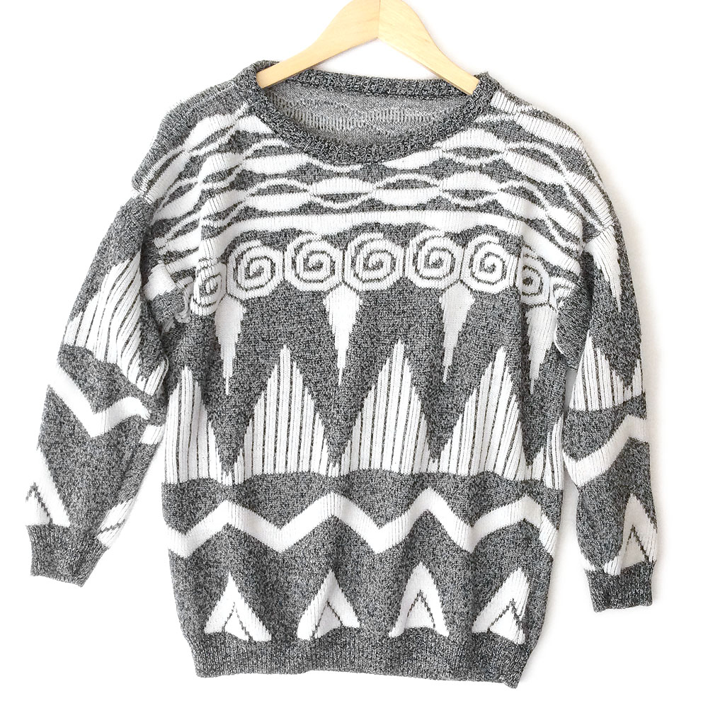 Peaks and Waves Vintage 80s Gray Geometric Women's Ugly Huxtable ...