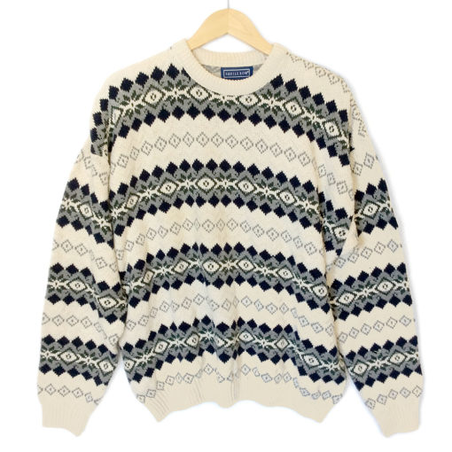 Savile Row Cream Cotton Nordic Ugly Ski Sweater - The Ugly Sweater Shop