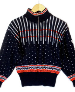 Vintage 80s Demetre Zip Collar Ugly Ski Sweater