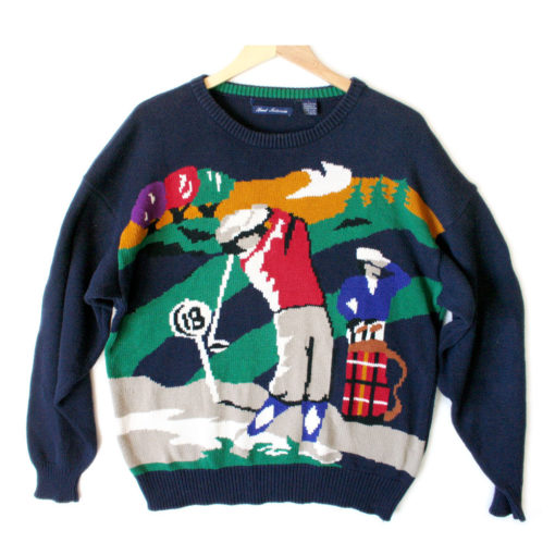 Hathaway 18th Hole Mens Tacky Ugly Golf Sweater - The Ugly Sweater Shop