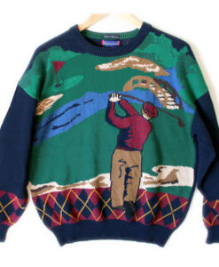 Hathaway Argyle Trim Mens Tacky Ugly Golf Sweater