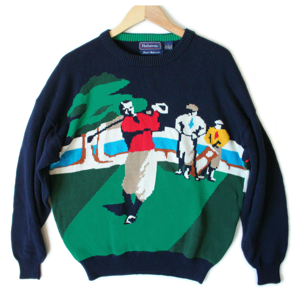 Hathaway Creeper Caddy Mens Tacky Ugly Golf Sweater - The Ugly Sweater Shop