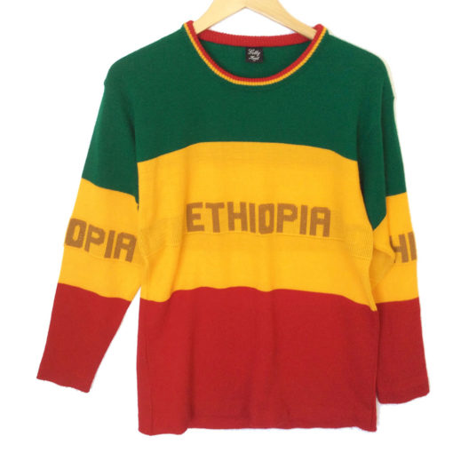 Acrylic Ethiopia Sweater in Ethiopian Flag Colors