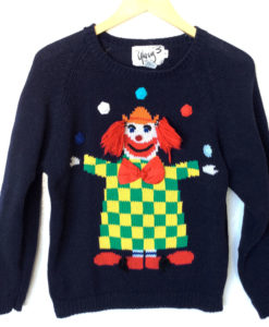 Creepy Clown Vintage 80s Tacky Ugly Sweater
