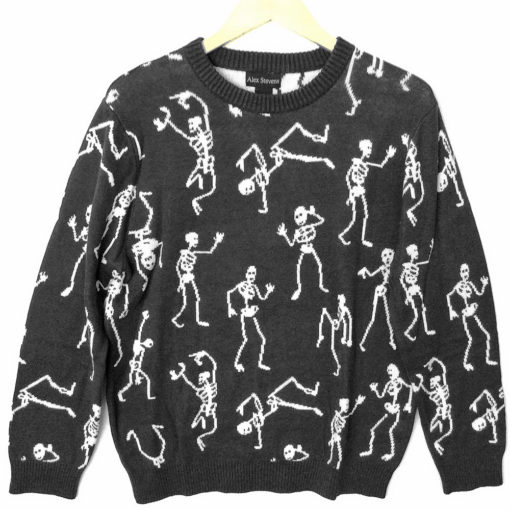 Dancing Skeletons Halloween Tacky Ugly Sweater