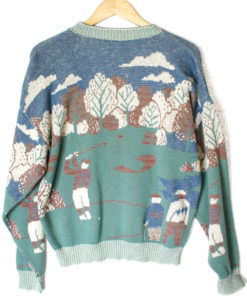Faded Look Cotton Golf Scene Tacky Ugly Sweater - The Ugly Sweater Shop