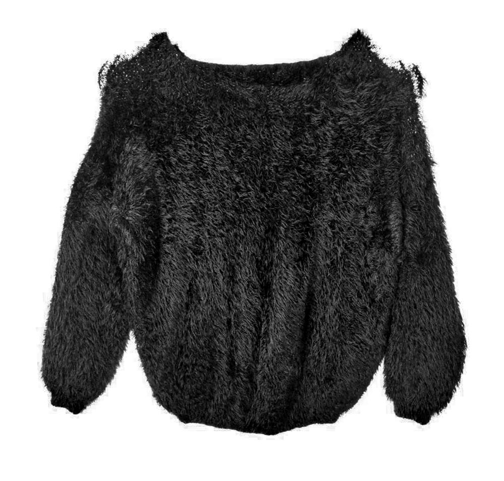 Fuzzy Furry Hairy Skull Goth Punk Hi-Lo Halloween Ugly Sweater - The ...