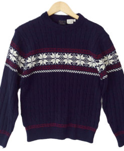 Mens Vintage 70s Nordic Snowflake Acrylic Ugly Ski Sweater