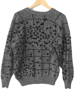 Shattered Window Gray Heathered Grandpa Cardigan Ugly Sweater