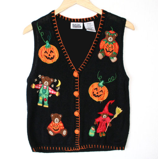 Teddy Bears in Costumes Halloween Tacky Ugly Sweater Vest