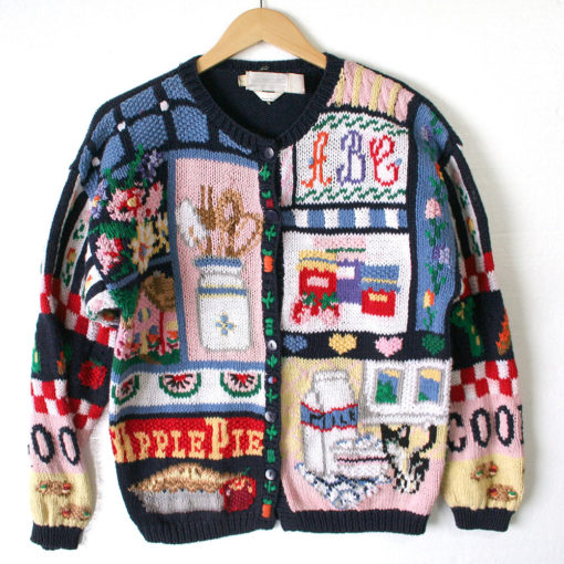 Vintage 80s 90s Cookies & Pie Granny Cardigan Ugly Sweater