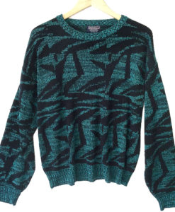 Vintage 80s Teal and Black Tacky Ugly Cosby / Huxtable Sweater