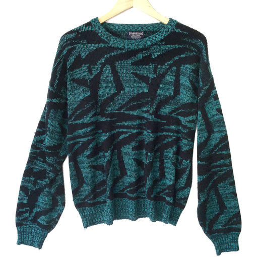 Vintage 80s Teal and Black Tacky Ugly Cosby / Huxtable Sweater