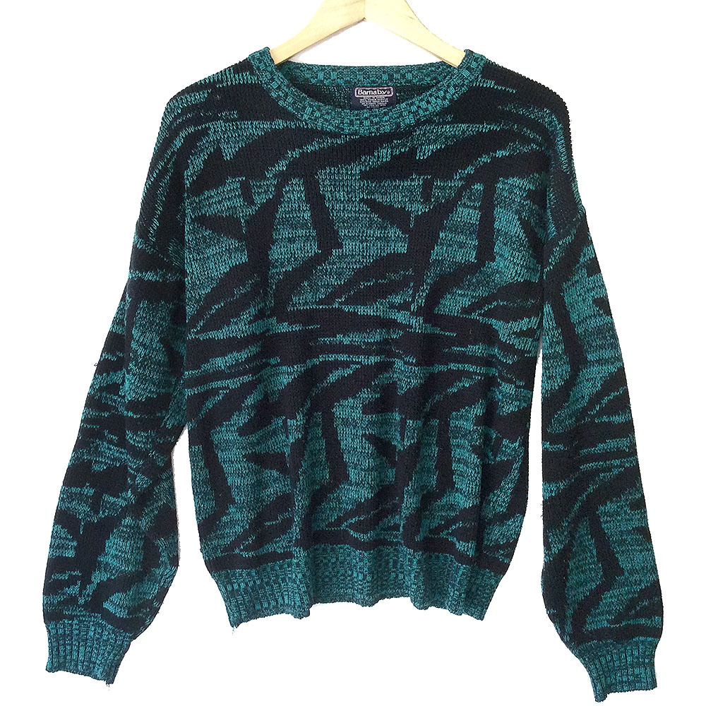 Vintage 80s Teal and Black Tacky Ugly Cosby / Huxtable Sweater - The ...