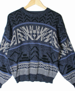 Vintage 90s Heathered Blue Tacky Ugly Cosby / Huxtable Sweater