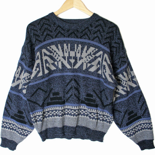 Vintage 90s Heathered Blue Tacky Ugly Cosby / Huxtable Sweater - The ...