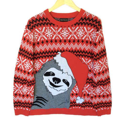 Alex Stevens Sloth Tacky Ugly Christmas Sweater