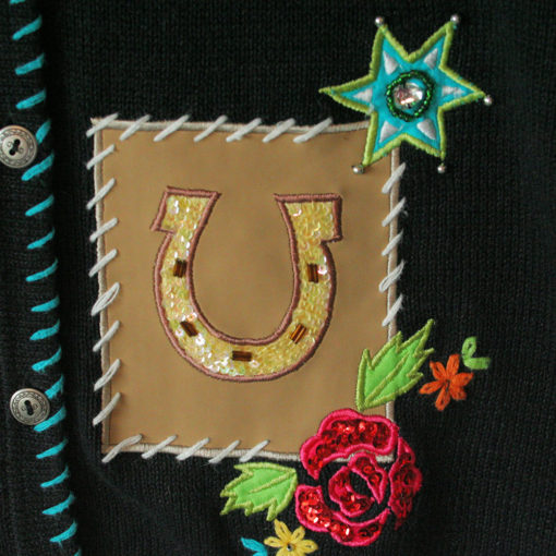 Bead Embellished Western Country Cowgirl Ugly Sweater