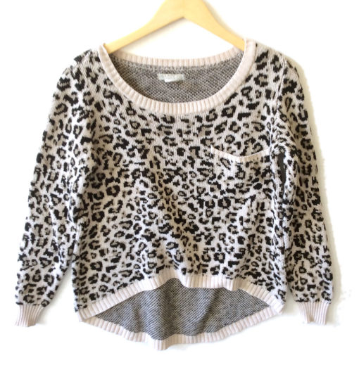 Billabong Leopard Print Hi-Lo Tacky Ugly Sweater