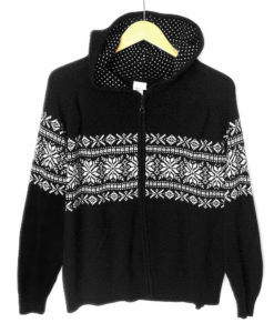 Black Snowflake Hoodie Ugly Sweater