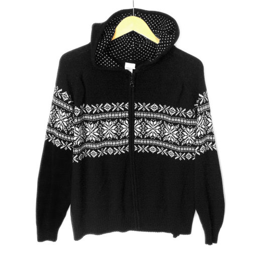 Black Snowflake Hoodie Ugly Sweater