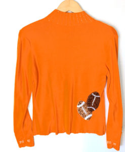 Bright Orange Blingy Football Ugly Sweater