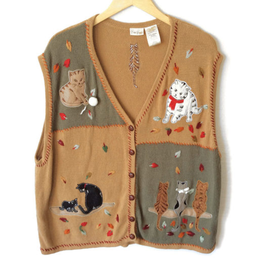 Cat Lady Kitty Lover Tacky Ugly Sweater Vest