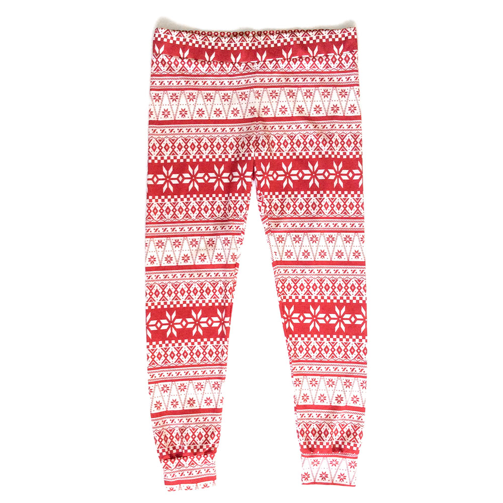 Delias Red Nordic Snowflake Ugly Christmas Leggings - The Ugly Sweater Shop