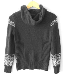Eddie Bauer Charcoal Gray Snowflake Hoodie Ugly Sweater