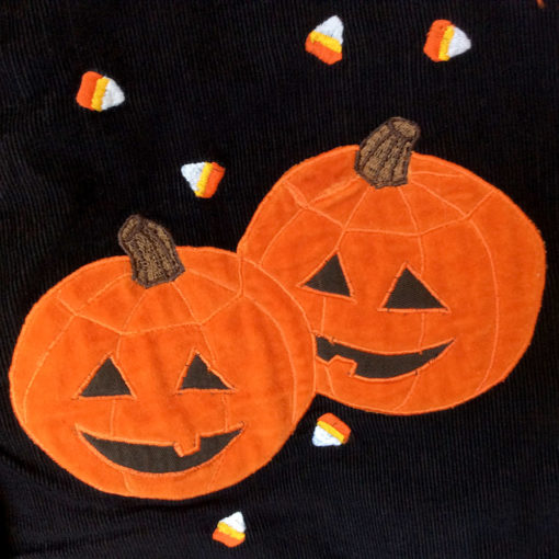 Matching Jack-o-Lantern Corduroy Denim Reversible Ugly Halloween Vests