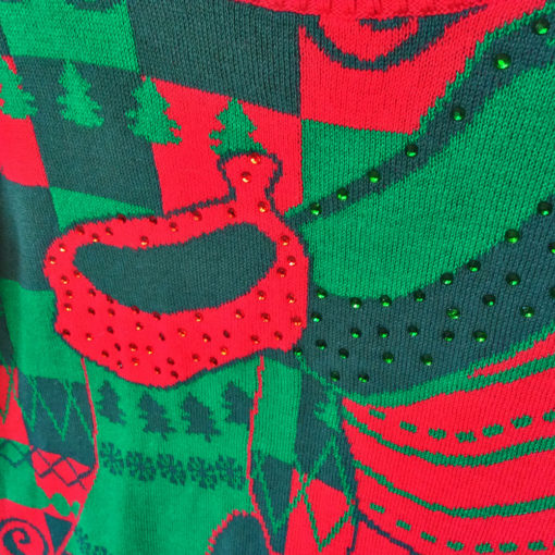 Red Green Checkerboard Christmas Stockings Ugly Sweater