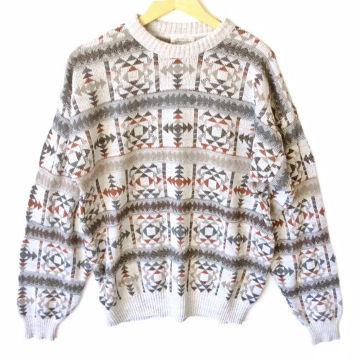 Tan Aztec Tribal Ugly Huxtable / Cosby Sweater - The Ugly Sweater Shop